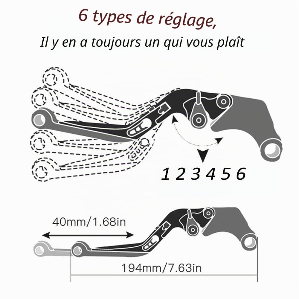 SCUUBE pour Yama&ha Xmax 125 200 300 400 X Max X-Max 2018-2022 2023 Accessoires De Moto Leviers d'embrayage De Frein Pliants Réglables Poignées De Guidon Extrémités Leviers de Moto(Or)