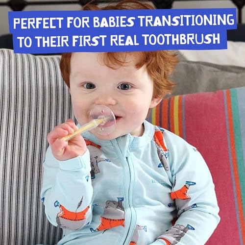 Image of Jack N Jill Silicone Kids Toothbrush with Handle, Gentle, Pack of 1 | Toddler Toothbrush for Age 1-2 Years, Soft Silicone Bristles, Safety Shield Included, for Girls and Boys