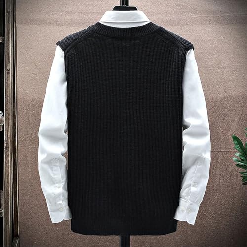 Men Vest Business Casual Black Knit Sweater Solid V-Neck Golf Clothing Loose Outdoors Knitted Vest Sweater3