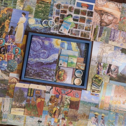 Image of RANDEN Oil Painting Journaling Kit, 346PCS Vintage Scrapbook & Stationery Set with Aesthetic Stickers, Ephemera Pack and Journal Supplies for Bullet Journals, Planners, Albums & Creative Crafts (Oil Painting)