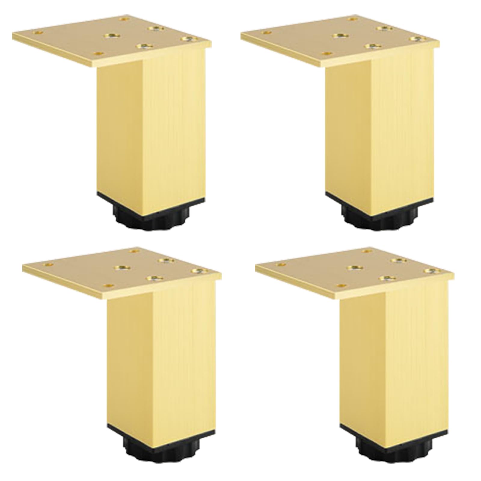 YJRZYQKXKL Furniture Legs Adjustable, 4pcs Square Furniture Feet Gold Aluminum Alloy | Anodized Surface Table Legs Height: 3-40cm Sofa Legs Cabinet Legs Kitchen Foot-12cm/4.7"