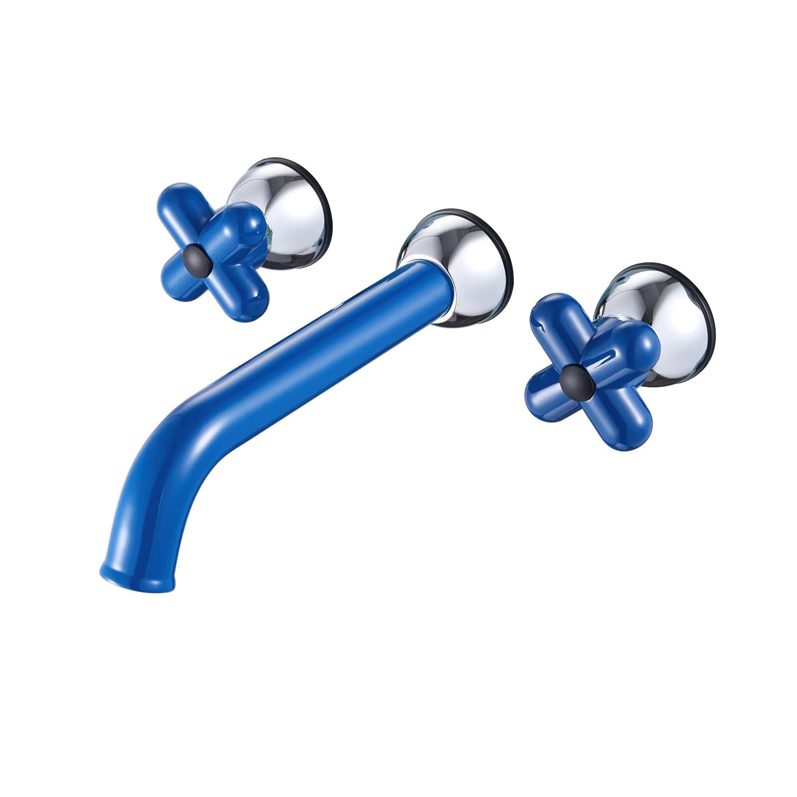 XJTNLB Grifo Lavabo Bimando Azul en Cruzado, Grifo Pared Lavabo Vintage Grifos para Lavabos de Baño con Rotación de 360°