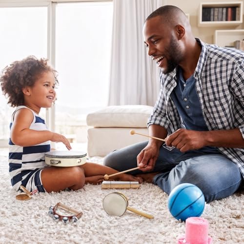 Stoie’s International Wooden Music Set, Percussion Kids Musical Instruments, Montessori Unique Play Toddler Musical Instruments for Kids Ages 3, 5, 9, 12- Baby Musical Toys, Baby Musical Instruments 5