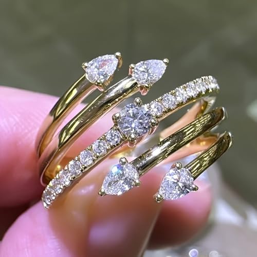 Gold Plated Cubic Zirconia Luxurious Elegant Statement Ring Personalized Accessory Ideal for Women's Daily Casual Wear Party Holiday Anniversary Love Jewelry Gift4