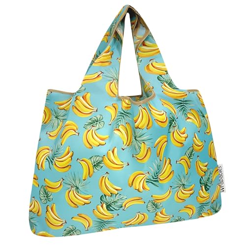 allydrew Large Foldable Tote Nylon Reusable Grocery Bags Bananas