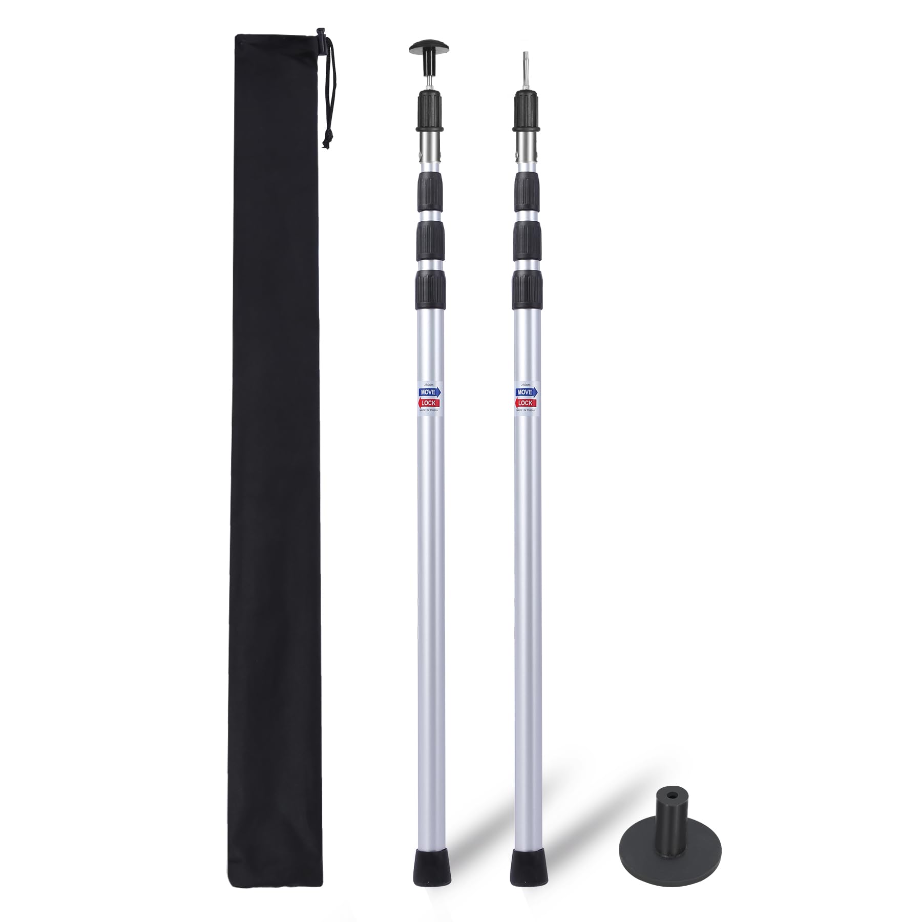 REDCAMP 33-98'' Aluminum Adjustable Camping Tarp Poles, Set of 2, 90" Telescoping Lightweight Tent Poles for Shelter, Hammock Rain Fly, Awning