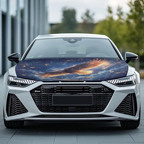 Image of Galaxy Eagle Car Hood Cover Polyester Elastic Fabrics Can be Washed Suitable for Large SUV and Pickup Trucks