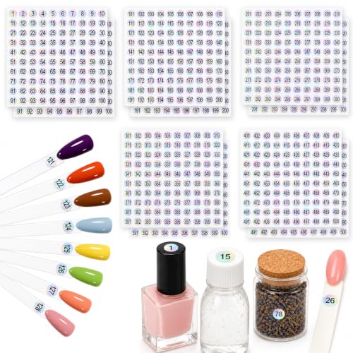 C12rtive 2 Sets Iridescent Round Number Sticker Labels(Numbered 1-500)