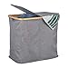 Relaxdays 10028917 Cesto para La Ropa Sucia con Tapa, Plegable, Bambú y Tela, Dos Compartimentos, 74 L, 1 Ud, Gris