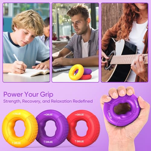 Image of FitBeast Grip Strength Trainer, Finger Exerciser, Stress Balls for Adults 6-Piece Set, Hand Therapy for Strength, Recovery & Stress Relief, Forearm Strengthener for Men, Women & Seniors