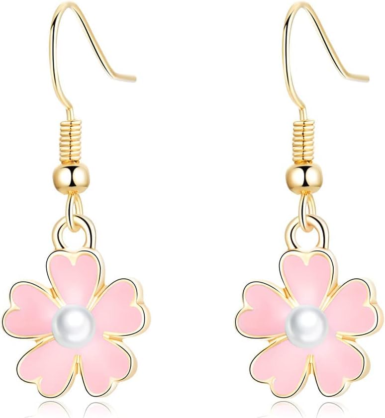 Boucles d'oreilles pendantes fleur en argent 925 sterling durable