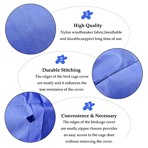 Image of NGe 33x32x44cm Bird Parrot Cage Cover,Keep Warm Blackout Cage Cover,Windproof Light-Proof Sleep Reduces Distractions Night Accessories Cloth(Blue)