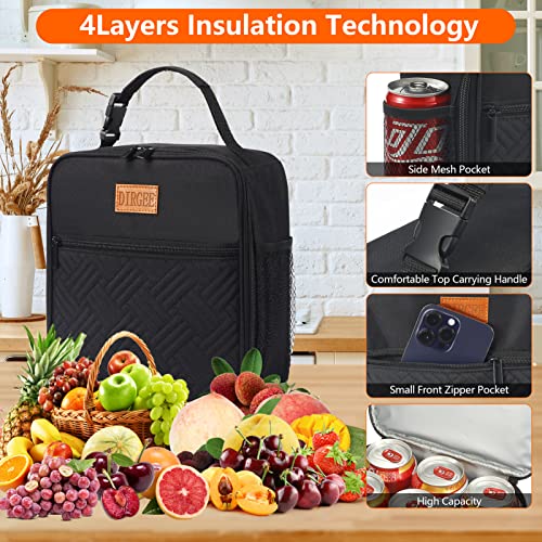 Dirgee Lunch Box For Men Insulated Lunch Bag For Women Adults Small Lunch Bag For Office Work Lunch Bag For Men - Leakproof Freezable Cooler Bag Reusable Portable Lunch Box (Black) #TOP2