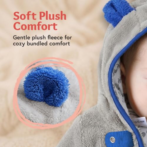 Image of Baby Deedee Bunting Teddy, Sherpa Hooded Teddy Ears Diaper Zip