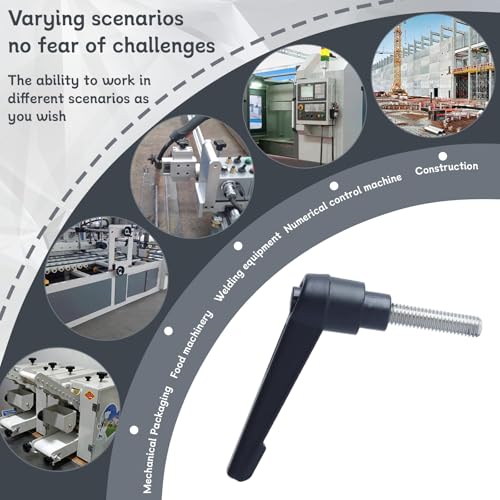 Image of Clamping Lever Handles with Quick Release Push Button Locking, 304 Stainless Steel M6 x 25mm Stud - Black (6 Pack)