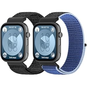 2 Stück Nylon Armband Kompatibel mit Huawei Watch Fit 3, Sport Solo Loop Ersatzband für Huawei Watch Fit 3 Herren Damen