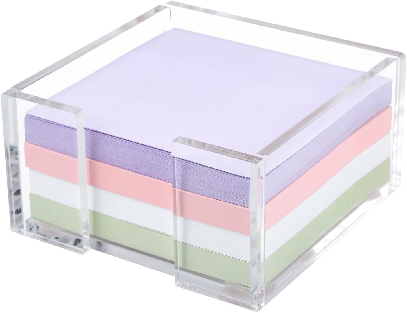 Acrylic Sticky Note Holder, 3 x 3 Crystal Clear Acrylic Notepad Holder Acrylic Sticky Note Dispenser for Dorm Room and Office Desk Organizer
