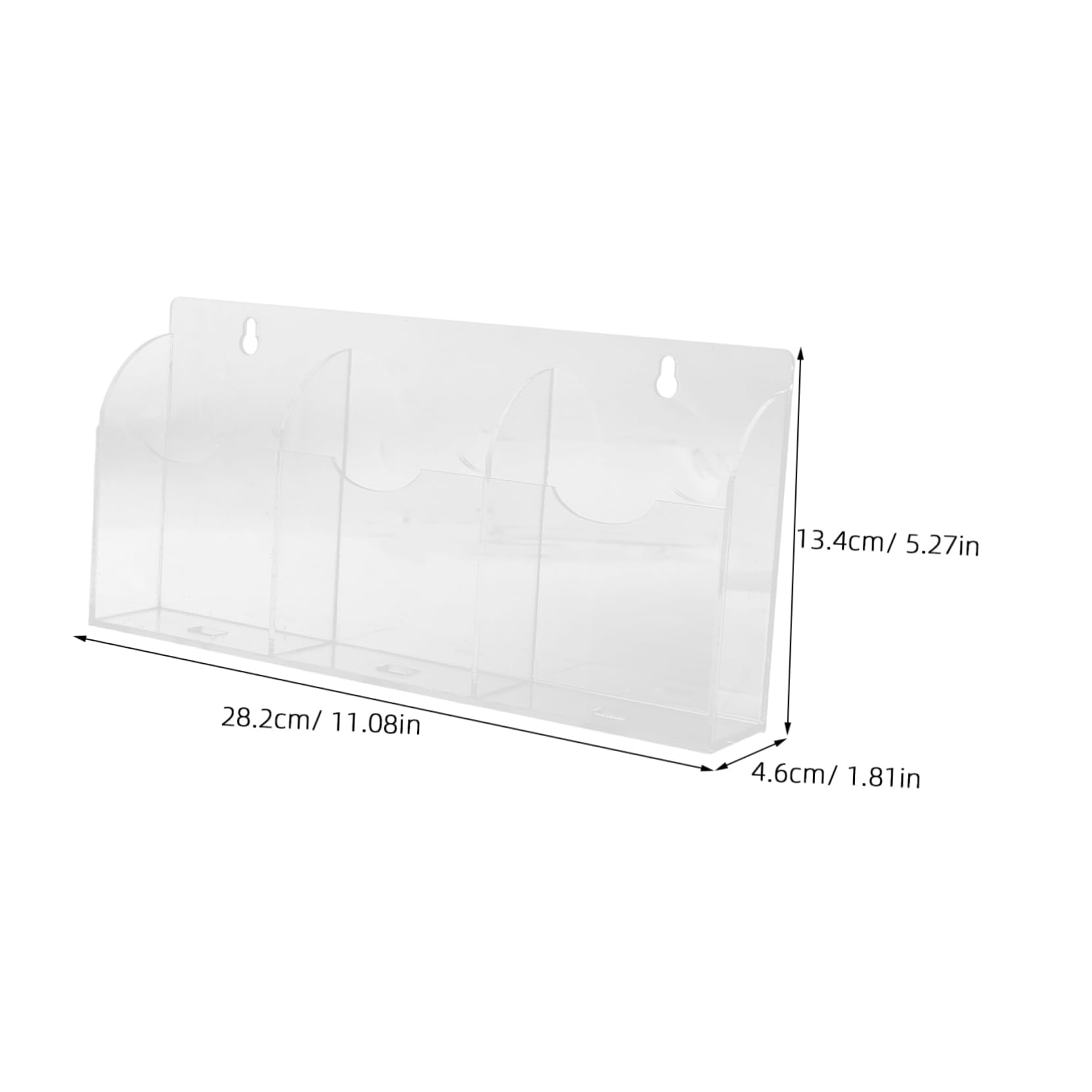 Elegante supporto da parete in acrilico trasparente per telecomandi e telefono con scomparti, moderno per telecomandi TV e forniture per ufficio, design salvaspazio
