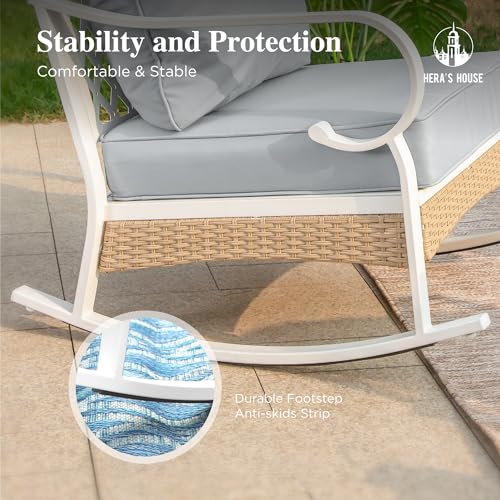 HERAS-HOUSE-4-Piece-Patio-Furniture-Set-2-x-Rocking-Cushioned-Chair-2-Seat-Lover-Sofa-with-Marbling-Coffee-Table-All-Weather-Outdoor-Conversation-Set-for-Lawn-Garden-Backyard-Grey HERAS HOUSE 4 Piece Patio Furniture Set 2 x Rocking Cushioned Chair 2 Seat Lover Sofa with Marbling Coffee Table All Weather Outdoor Conversation Set for Lawn Garden Backyard Grey