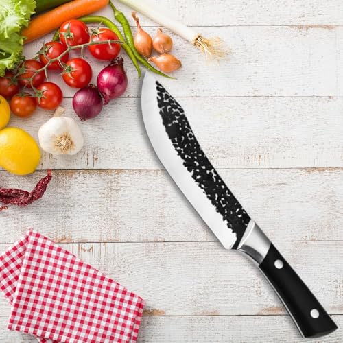 Image of ECOBSY Stainless Steel Serbian Chef Knife - High Carbon Clad Steel Unagisaki Butcher Cleaver, Full Tang Kitchen Chef Knives Professional Kitchen Cleaver for Slicing & Chopping