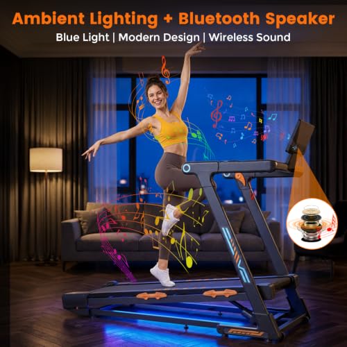 Image of JAGJOG Foldable Treadmill with 15% Auto Incline, 8.8 MPH, 300 lb Capacity