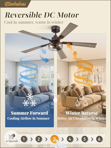 Image of Fanbulous 48 Inch Farmhouse Rustic Ceiling Fan with Light & Remote,2 Pack
