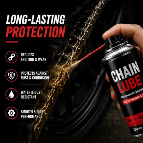 Image of Bike Chain Cleaning Brush with Chain Cleaner & Chain Lube 150ml Each + Microfiber Duster | Complete Motorcycle Chain Cleaning Kit | Bicycle, Scooter & Cycle Maintenance Accessories