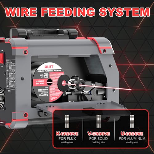 Image of AWT Aluminum 155A MIG Welder,5 in 1 Gas MAG /Aluminum MIG /Gasless Flux Core MIG /Stick /Lift TIG Aluminum MIG Welding Machine,110 /220V Welding Machine with Multiprocess Wire Feed