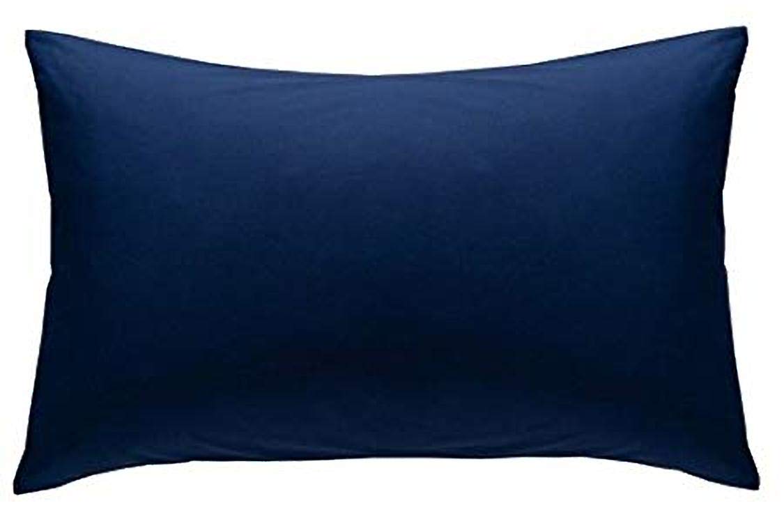 LOOMS & LEAVES PERCALE EXTRA DEEP 100% COTTON BLEND POLY FITTED VALANCE BED SHEETS IN NAVY, PILLOWCASE (PAIR)