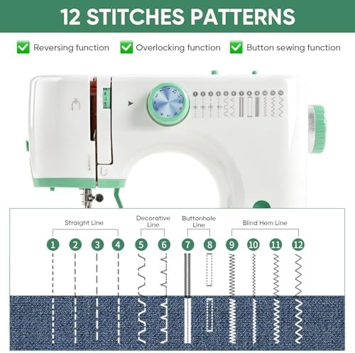 Portable Sewing Machine for Beginners with 12 Built-in Stitches — 사진 3