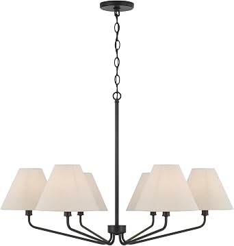 Capital Lighting 456661ES-713 Chadwick Ecru Fabric Shade Chandelier, 6-Light 360 Total Watts, 22" H x 34" W, Espresso