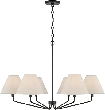 Capital Lighting 456661ES-713 Chadwick Ecru Fabric Shade Chandelier, 6-Light 360 Total Watts, 22" H x 34" W, Espresso