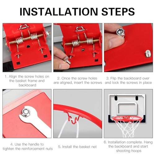 BOPEUY Mini Basketballkorb Indoor Kinder, 40x30cm Basketballkorb Zimmer mit 4 Ball Pumpe, Basketballkorbs tür Einhängen, Basketballbrett Wandmontage für Schlafzimmer, Büro