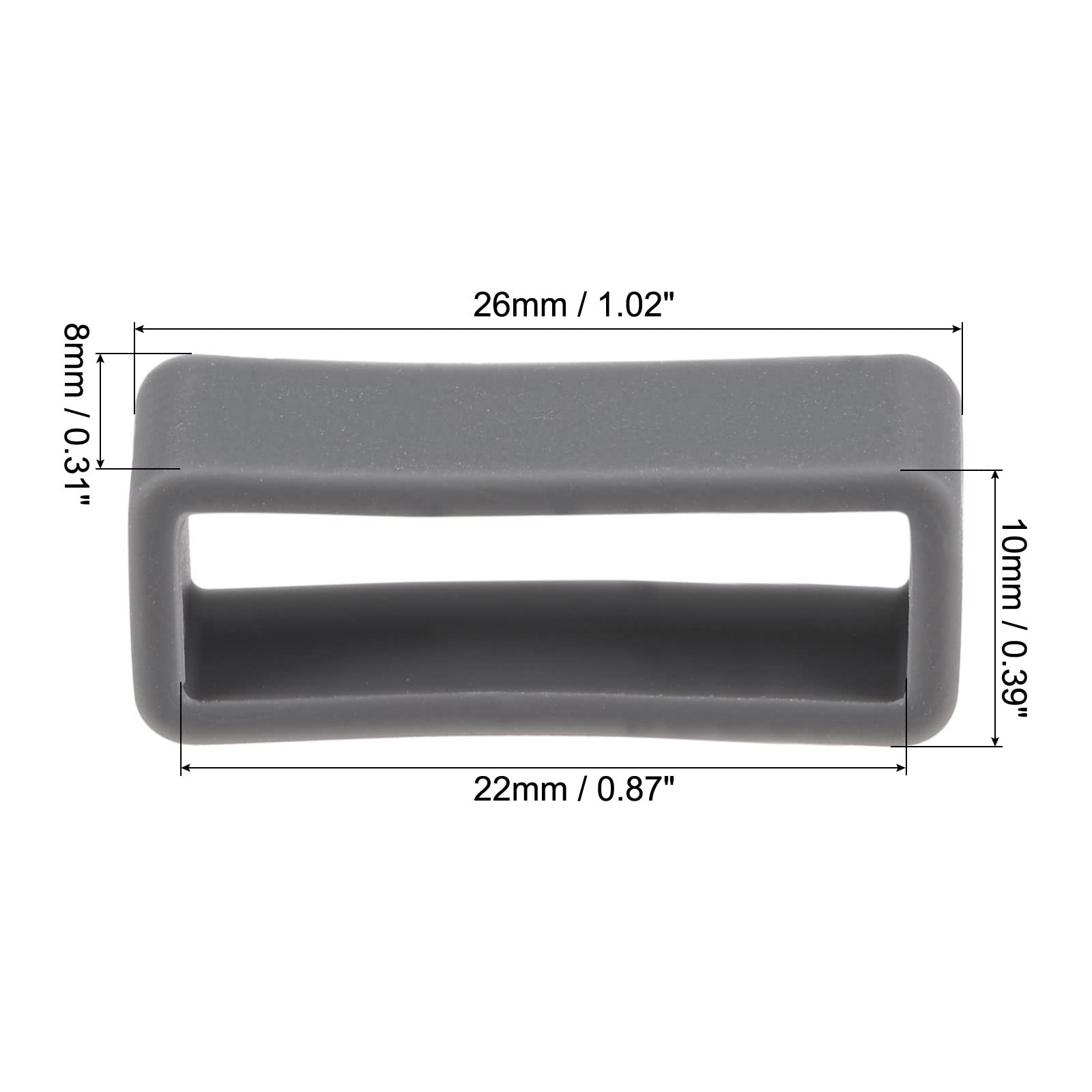 uxcell Watch Band Strap Loops, Rubber Replacement Fastener Rings Silicone Watch Holder Keeper for 22mm Width Watch Band, Deep Gray 4 Pcs