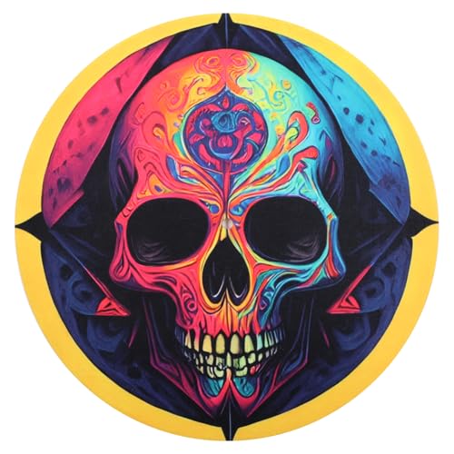 Turntable Platter Mat Felt Skull Pattern 12 Inches Anti-Static Slip Mat Reduces Vibrations and Improved Sound Clarity for LP Turntable Record Player