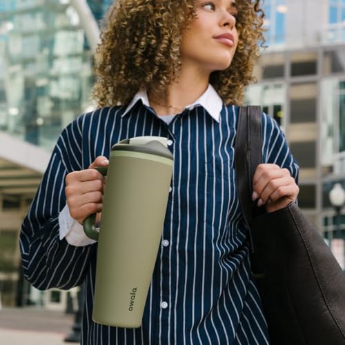 Image of Owala FreeSip Tumbler Insulated Stainless Steel Water Bottle with Built-in Straw and Side Handle, For Travel, Work, School, and Sports, 40oz, BPA Free, Leak Proof, Strawberry Fields