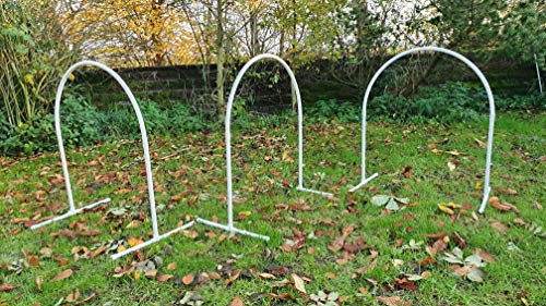 Wuzzmann Set 3 x NADAC Hoopers Bogen/VDH-KONFORM/Hoop/Hoops/Fun Hoopers Agility Bogen mit Ständer/PVC weiß/grau