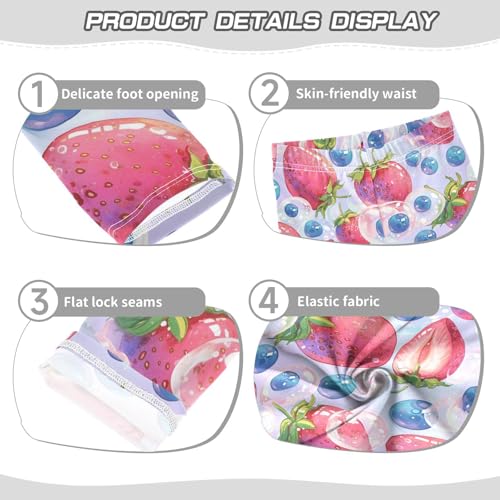 Wusikd Strawberries Girls' Leggings Toddler Doodles Kids Yoga Pants Dance Active Tights 4T3