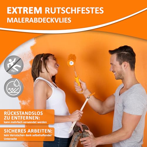 easyliner® selbsthaftendes Malervlies Malerabdeckvlies premium Qualität Schutzvlies Abdeckvlies, Gewicht: 160 g/m² | Der perfekte Oberflächenschutz für Bodenbeläge (25 m² Rolle)