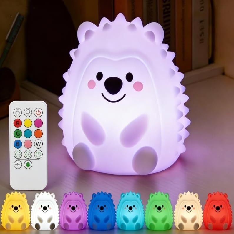 Lámpara de noche infantil de silicona recargable con 9 colores