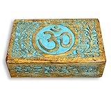 CraftClick 8 inch Wooden Jewelry Box - Handmade Wood Art Portable Treasure Organiser Keepsake-Decora