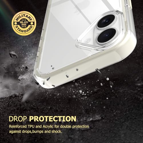 Puxicu Acrylic 2 in 1 for iPhone 16 Case，Anti-Yellowing, Military-Grade Protection, Drop Shockproof Slim Phone Cover for iPhone 16 6.1", Clear+White - image 3