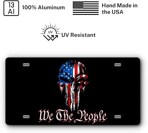 Miniatura 2 de Placa de matrícula patriótica de aluminio para la parte delantera de camiones y automóviles, fabricada en los Estados Unidos, ajuste universal