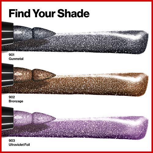 Revlon So Fierce! Chrome Ink Liquid Eyeliner, Longlasting Bold Metallic Pen Liner With Dip Ink Cap For Pearl, Shimmer Blend, 902 Bronzage, 0.03 Oz. #TOP6