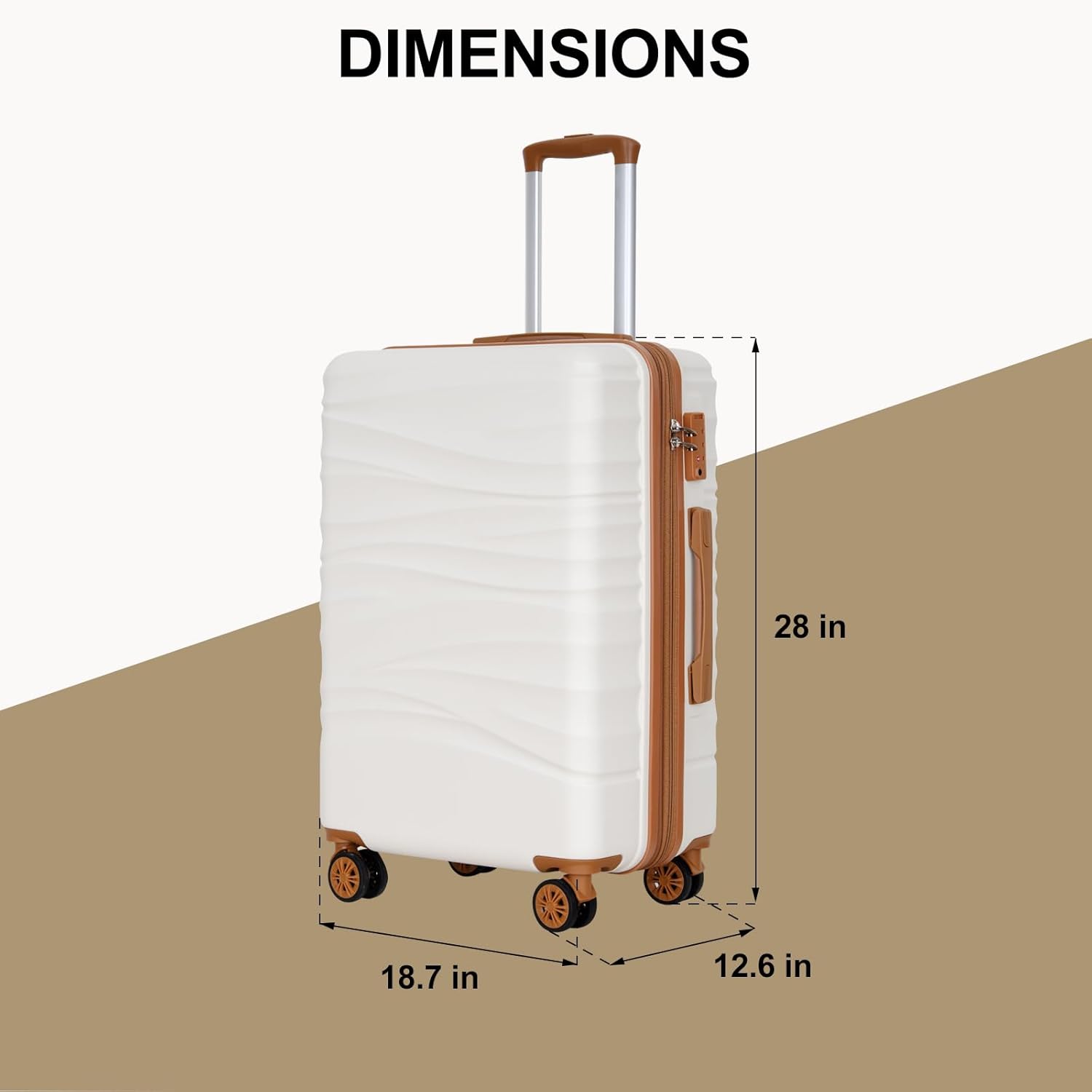 Romswi 28" Large Checked Luggage, PC+ABS Hardshell Suitcase with Dual Spinner Wheels, Lightweight Hard Side Travel Luggage with YKK Zipper, Scratch-Resistant, White