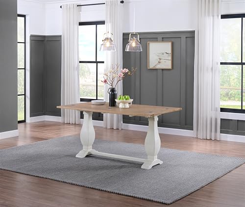 Martin Svensson Home Napa Solid Wood Pedestal Flip-Top Sofa Console Table, White and Driftwood - Thumbnail 3