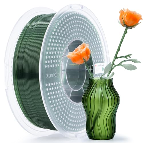 Image of AMOLEN Translucent PLA Filament 1.75mm, Transparent 3D Printer Filament, Crystal PLA Olive Green, NO-Tangle & Low Warping, Spool 1KG, Dimensional Accuracy + /- 0.02 mm, Fits Most FDM 3D Printers