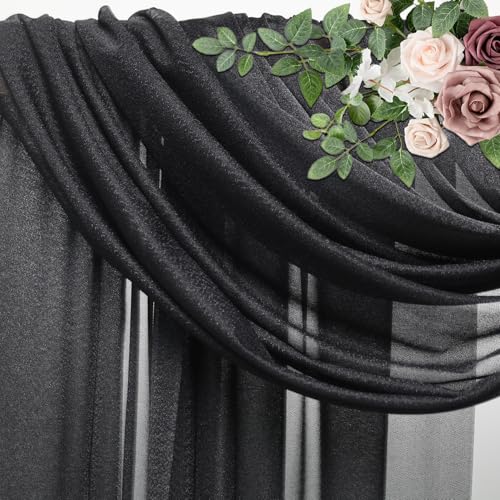 Xiomot Wedding Arch Draping Fabric 1 Panel Black Sheer Backdrop Drapes - image 4