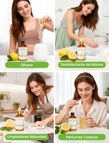 HELAIF Aceite Esencial de Limón 118 ml-4OZ Adecuado para Limpieza del Hogar Ambientación Cuidado de la piel Iluminador Proyectos de Bricolaje Difusores y Masajes - imagen 4