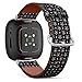 CJBROES Replacement Leather Watch Band, Compatible with Fitbit Versa 3 and Fitbit Sense of Wristband Bracelet Accessory - Stars